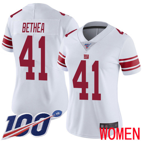 Women New York Giants 41 Antoine Bethea White Vapor Untouchable Limited Player 100th Season Football NFL Jersey